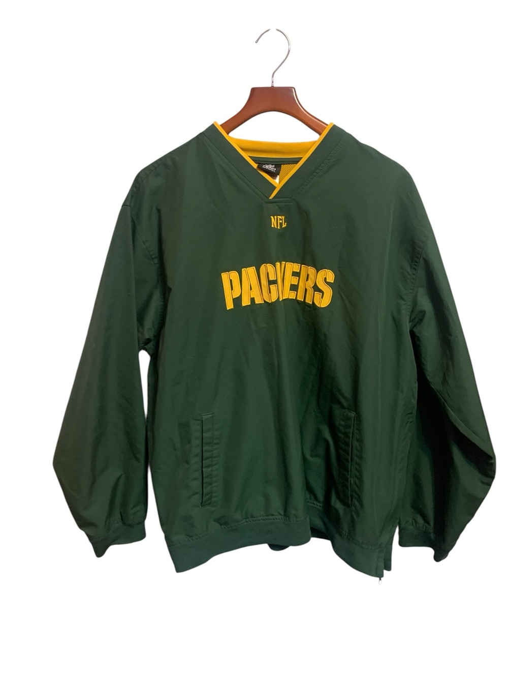 NFL Team Apparel Green Bay Packers Size L Pull-Over Green Wind Breaker